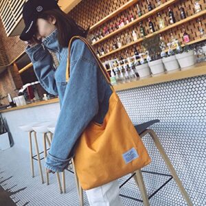 Women's Retro Large Size Canvas Shoulder Bag Hobo Crossbody Handbag Casual Tote (B-yellow)