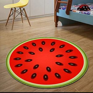 watermelon round rugs red fruit non-slip area rug floor mat for living room decor bedroom bathroom kitchen carpet 63 inch