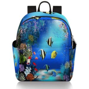 mini backpack for women backpack purse tropical fish coral cute small travel backpack casual bookbag shoulder bag for girls teens school backpacks lightweight ladies backpack daypack