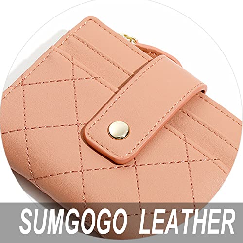 SUMGOGO Wallets for Women Small Coin Purse Card Holder Wallet Front Zipper Pocket Mini Slim Bifold Wallets (Green)