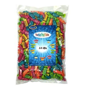 tootsie rolls fruit chews assorted flavors | chewy bulk candy individually wrapped | mixed fruity flavored variety cherry, lemon, lime, orange and vanilla | 3.5 lbs