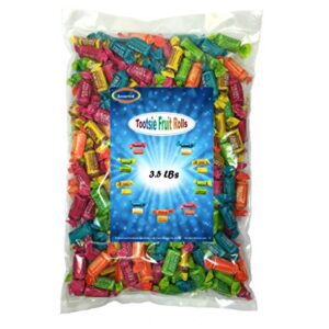 Tootsie Rolls Fruit Chews Assorted Flavors | Chewy Bulk candy individually wrapped | Mixed Fruity Flavored variety Cherry, Lemon, Lime, Orange and Vanilla | 3.5 Lbs