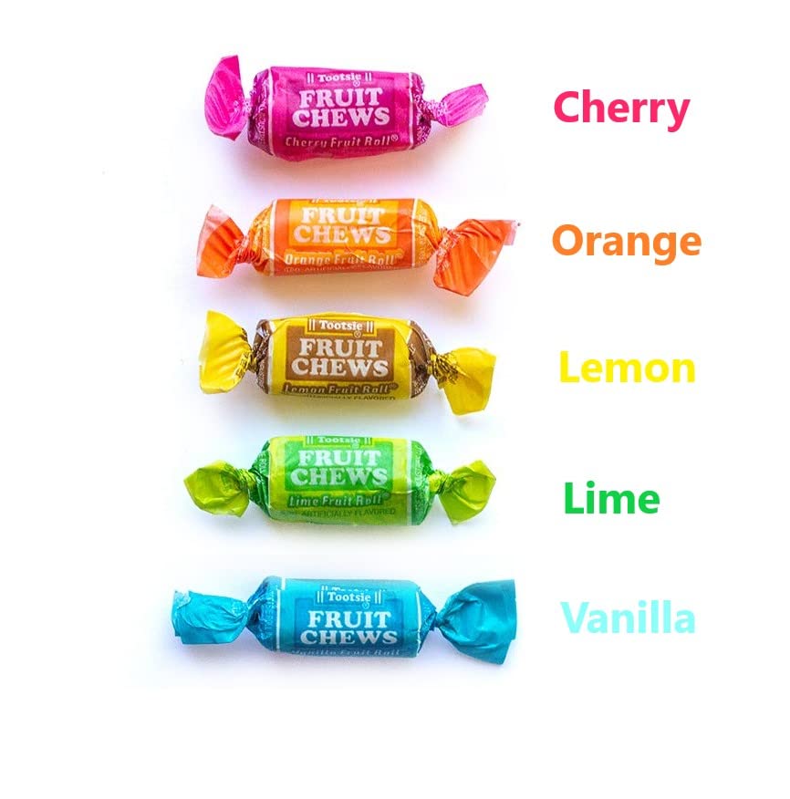 Tootsie Rolls Fruit Chews Assorted Flavors | Chewy Bulk candy individually wrapped | Mixed Fruity Flavored variety Cherry, Lemon, Lime, Orange and Vanilla | 3.5 Lbs