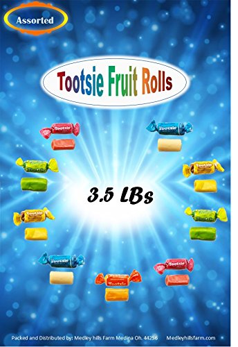 Tootsie Rolls Fruit Chews Assorted Flavors | Chewy Bulk candy individually wrapped | Mixed Fruity Flavored variety Cherry, Lemon, Lime, Orange and Vanilla | 3.5 Lbs