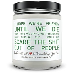 friend gifts, unique fun hand-poured 9oz soy candle with key lime pie scent, made in usa, friendship gift ideas, funny birthday gifts for women, and cute moving away gifts for friends female