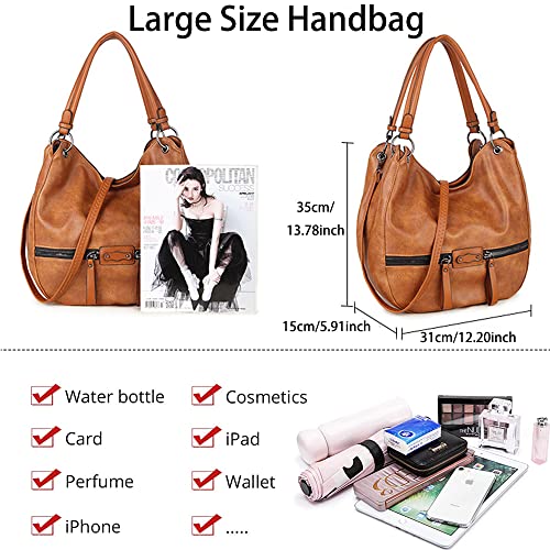 Movefad Women Hobo Shoulder Bag Tote Bag Large PU Leather Handbags Ladies Bucket Purse Crossbody Handbags