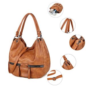 Movefad Women Hobo Shoulder Bag Tote Bag Large PU Leather Handbags Ladies Bucket Purse Crossbody Handbags