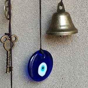 Witch Bells for Door Knob Protection,Witchy Wicca Decor Clear Negative Energies with Blue Evil Eyes for Home Garden Courtyard Decor Protection