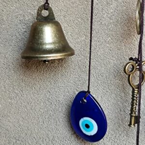 Witch Bells for Door Knob Protection,Witchy Wicca Decor Clear Negative Energies with Blue Evil Eyes for Home Garden Courtyard Decor Protection