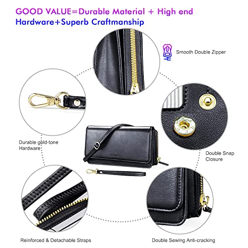 nuoku Crossbody Bags for Women, Detachable Credit Card Holder and Wallet for Women with RFID Blocking, Includes 2 Size Bags