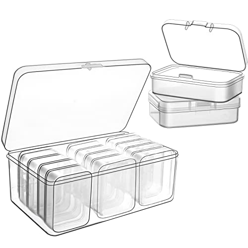 12 Pack Plastic Clear Beads Storage Box Organizer Small Storage Containers Mini Organizer Storage Box with Hinged Lid for Small Items Crafts Jewelry