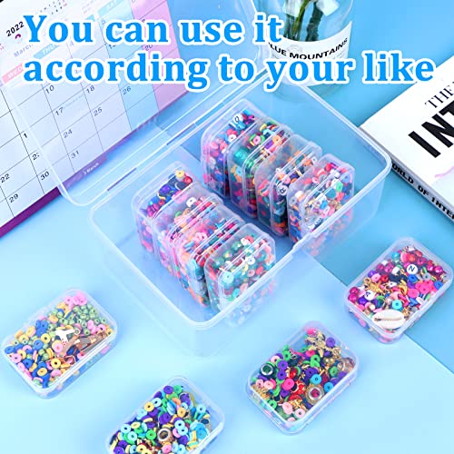 12 Pack Plastic Clear Beads Storage Box Organizer Small Storage Containers Mini Organizer Storage Box with Hinged Lid for Small Items Crafts Jewelry