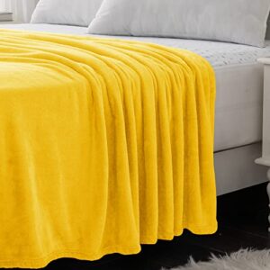 Mooreeke Soft Fleece Blanket Twin Size, Warm Fuzzy Cozy Plush Flannel Blanket 350 GSM Throw Lightweight Blanket for Bed, Sofa, Couch Suitable for All Season, 60x80 inches, Yellow