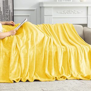 Mooreeke Soft Fleece Blanket Twin Size, Warm Fuzzy Cozy Plush Flannel Blanket 350 GSM Throw Lightweight Blanket for Bed, Sofa, Couch Suitable for All Season, 60x80 inches, Yellow