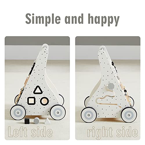 Beright Wooden Baby Walker Push and Pull Learning Activity Walker Kids’ Activity Toy Multiple Activities Center Develops Motor Skills & Stimulates Creativity (Natural)