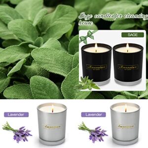 4 Pack Candles, Strong Scented Candles for Home | Sage & Lavender Candle 4×5.6 oz 200 Hour Burn, All Natural Soy Candles, Non Toxic Candles, Aromatherapy Candle Christmas Gifts for Women