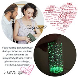 Glow I Love You to the Moon and Back, Romantic Message in a Bottle Gift, Anniversary Luminous Wish Jar Present, Cute Valentines Birthday Christmas Gifts for Boyfriend Husband Him Her Wife Girlfriend