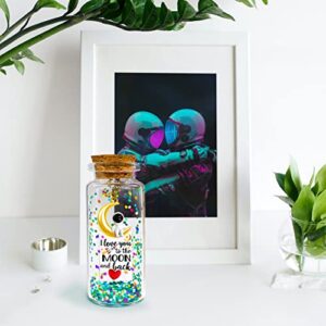 Glow I Love You to the Moon and Back, Romantic Message in a Bottle Gift, Anniversary Luminous Wish Jar Present, Cute Valentines Birthday Christmas Gifts for Boyfriend Husband Him Her Wife Girlfriend