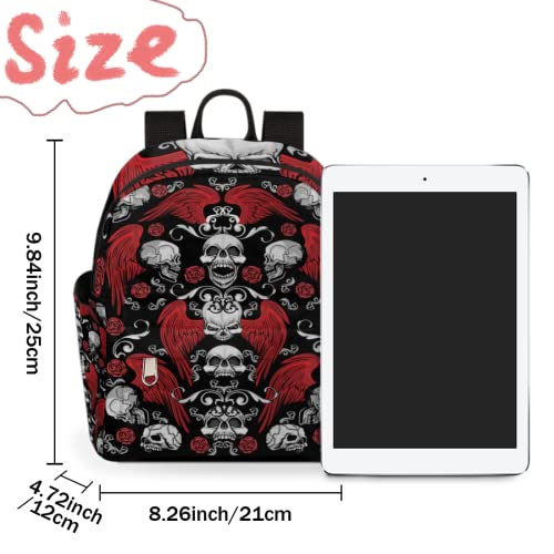 Mini Backpack for Women Backpack Purse Ethnic Sugar Skull Wing Cute Small Travel Backpack Casual Bookbag Shoulder Bag for Girls Teens School Backpacks Lightweight Ladies Backpack Daypack