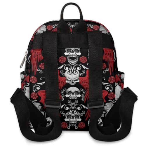 Mini Backpack for Women Backpack Purse Ethnic Sugar Skull Wing Cute Small Travel Backpack Casual Bookbag Shoulder Bag for Girls Teens School Backpacks Lightweight Ladies Backpack Daypack