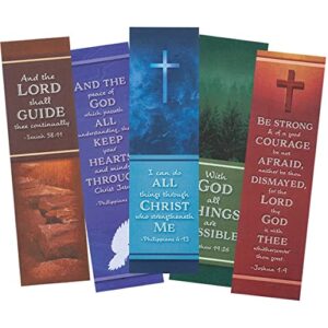 bible bookmarks, tear-proof and water-resistant – each measures 7″ long x 2″ wide, set of 10, 5 designs