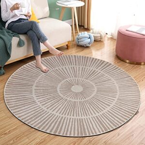 lacomfy modern rug 4ft round contemporary abstract rug geometric area rug carpet for bedroom nonslip circle rugs artistic faux wool rug 4’x4’ shaggy farmhouse rug for living room dorm decor, coffee