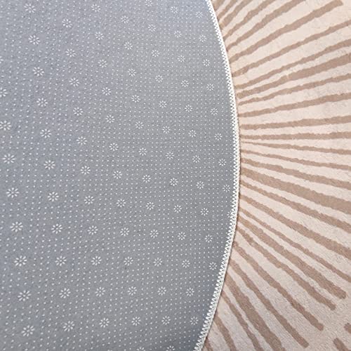 Lacomfy Modern Rug 4Ft Round Contemporary Abstract Rug Geometric Area Rug Carpet for Bedroom Nonslip Circle Rugs Artistic Faux Wool Rug 4’x4’ Shaggy Farmhouse Rug for Living Room Dorm Decor, Coffee