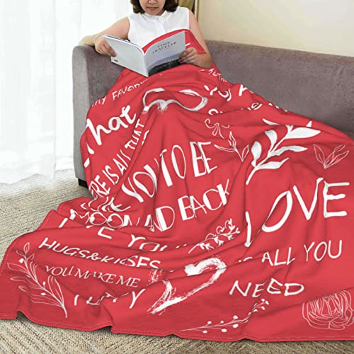 PDRYLY Love Gifts for Her Blanket I Love You Throw Blankets for Girlfriend Wife Family Great Gift for Valentines Day Birthday Anniversary Wedding 60"X50"