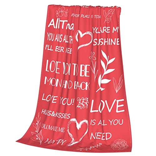 PDRYLY Love Gifts for Her Blanket I Love You Throw Blankets for Girlfriend Wife Family Great Gift for Valentines Day Birthday Anniversary Wedding 60"X50"