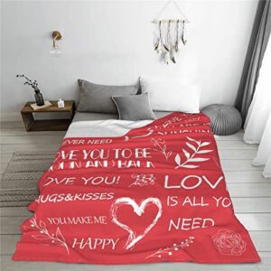 PDRYLY Love Gifts for Her Blanket I Love You Throw Blankets for Girlfriend Wife Family Great Gift for Valentines Day Birthday Anniversary Wedding 60"X50"