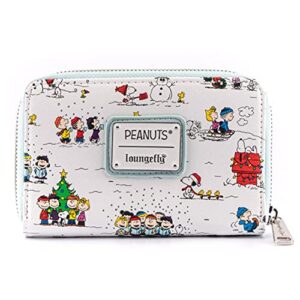 loungefly peanuts happy holidays all over print zip around wallet