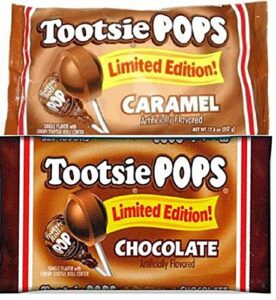 caramel and chocolate tootsie pops limited edition 2-pack flavor bundle, 1 pounds