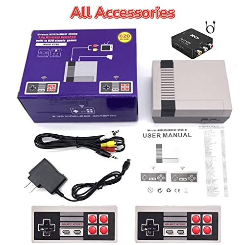 Retro Game Console, Mini Classic Game System with 2 Classic Wireless Controllers and Built-in 620 Games, RCA Output and HDMI HD Output Plug & Play Childhood Mini Classic Console, Birthday Gifts.