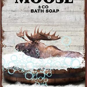 Funny Moose Bathroom Metal Tin Sign Vintage Moose Wall Decor Toilet Posters Wash Your Hooves Vintage Tin Sign For Home Office Apartment Hotel 5.5x8 Inch Sign Gift Birthday Housewarming Gift