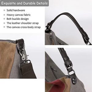 MIDAUP Hobo Handbags Multi-Color Splice Cross Body Shoulder Bag Casual Canvas Tote Crossbody Bags for Women (Multi Color - Grey)