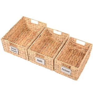 water hyacinth storage baskets for shelves, wicker storage basket, woven baskets for storage, seagrass baskets, large wicker basket, wicker baskets for storage, standard – 3pcs