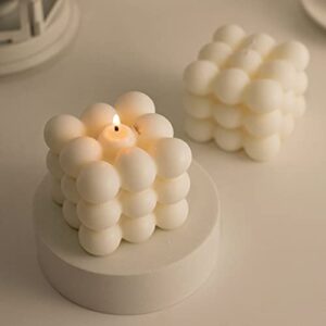 2 pcs bubble candle soy wax cube candles-scented candle gift set for home decor, white
