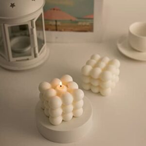 2 Pcs Bubble Candle Soy Wax Cube Candles-Scented Candle Gift Set for Home Decor, White