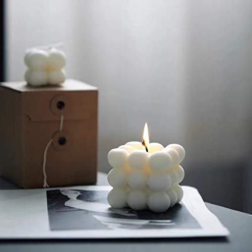 2 Pcs Bubble Candle Soy Wax Cube Candles-Scented Candle Gift Set for Home Decor, White