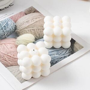 2 Pcs Bubble Candle Soy Wax Cube Candles-Scented Candle Gift Set for Home Decor, White