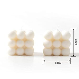 2 Pcs Bubble Candle Soy Wax Cube Candles-Scented Candle Gift Set for Home Decor, White