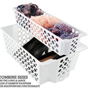 Organize Your Home Large Slide-It Baskets, 2 Pack, Stacking and Sliding Modular Storage, Great Organizing Bins for Pantry, Closet, Bedroom, Office, and all Storage, 19.2” x 12.5” x 7.5”