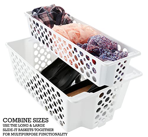 Organize Your Home Large Slide-It Baskets, 2 Pack, Stacking and Sliding Modular Storage, Great Organizing Bins for Pantry, Closet, Bedroom, Office, and all Storage, 19.2” x 12.5” x 7.5”