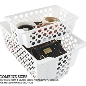 Organize Your Home Large Slide-It Baskets, 2 Pack, Stacking and Sliding Modular Storage, Great Organizing Bins for Pantry, Closet, Bedroom, Office, and all Storage, 19.2” x 12.5” x 7.5”