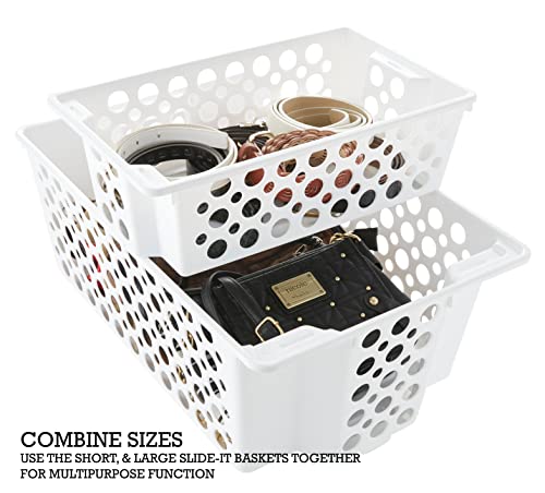 Organize Your Home Large Slide-It Baskets, 2 Pack, Stacking and Sliding Modular Storage, Great Organizing Bins for Pantry, Closet, Bedroom, Office, and all Storage, 19.2” x 12.5” x 7.5”