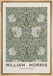 wall26 framed canvas print wall art pimpernel flowers by william morris historic cultural illustrations fine art traditional scenic colorful for living room, bedroom, office – 16×24 natural