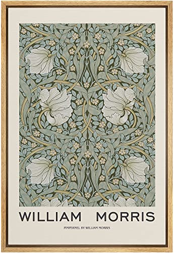 wall26 Framed Canvas Print Wall Art Pimpernel Flowers by William Morris Historic Cultural Illustrations Fine Art Traditional Scenic Colorful for Living Room, Bedroom, Office - 16x24 Natural