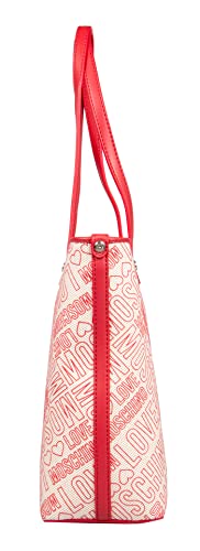 Love Moschino Cream Red Signature embossed construction for womens