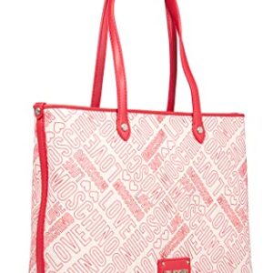 Love Moschino Cream Red Signature embossed construction for womens