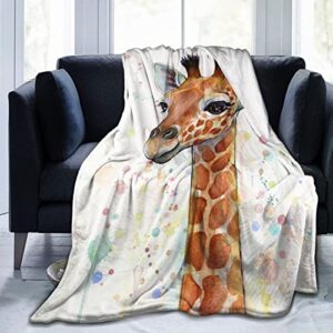 giraffe soft throw blankets flannel all season warm giraffe art large blanket for sofa living room small bed blanket 50″x40″